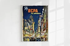 Fly BCPA to America | Vintage Times Square Printable Wall Art