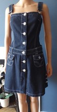 D&G DOLCE  GABBANA DENIM PINAFORE DUNGAREE Y2K DRESS SIZE 29 MEDIUM