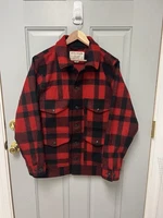 Filson Mackinaw Wool Cruiser, Red And Black Plaid | Made In USA (2018) | Medium