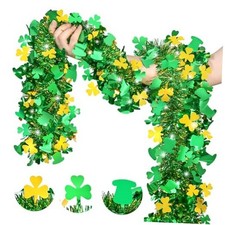 50FT St Patricks Day Garland Decor with Shamrock Hat,Gold 50ft-st Patricks Day