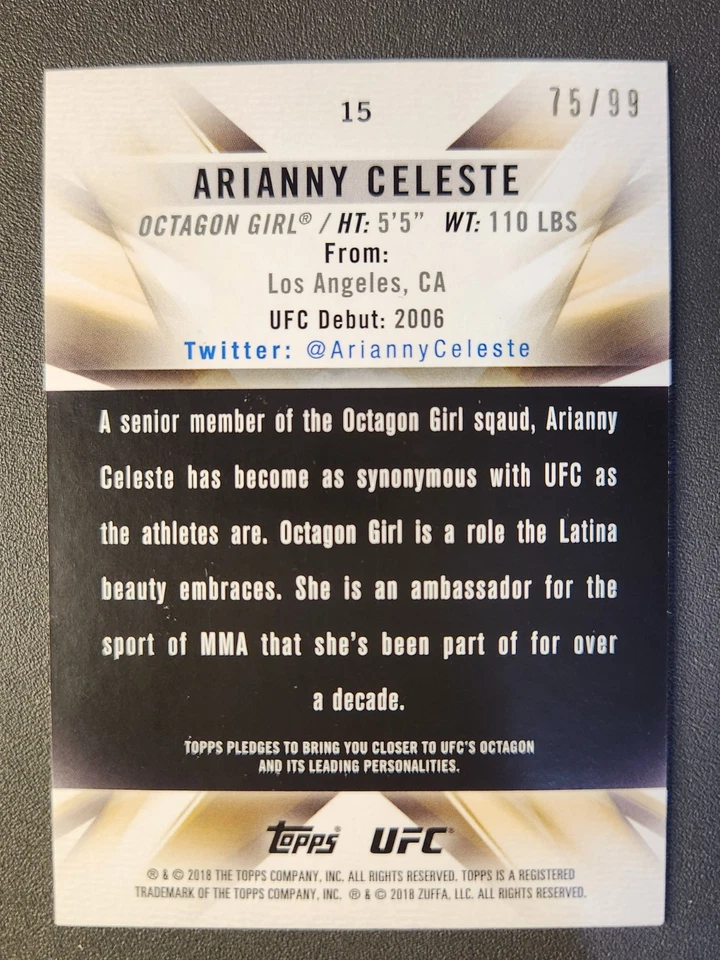 2018 Topps UFC Knockout BLUE #15 ARIANNY CELESTE /99 - Image 2 of 2