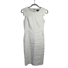 J. Crew Cream Linen-Blend Cap Sleeve Midi Dress