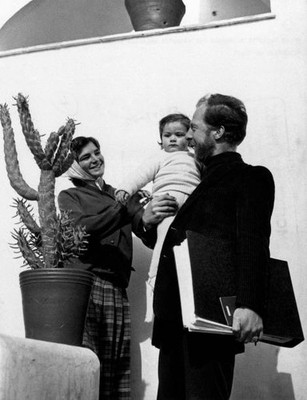 US peace activist Garry Davis holding a baby in his arms Capri 1960s Old Photo