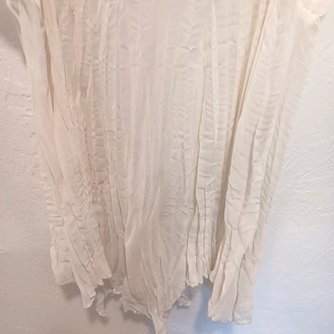 Vtg Y2K Wet Seal L Camisole Top Ivory Pleats Gold Trim Fairy Whimsical Asymetric