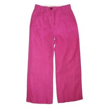Sézane Fuchsia/Hot Pink Linen Wide Leg Trousers Pants - Women's Size 6