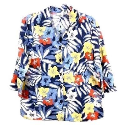 Hot Cotton Marc Ware Shirt L Vintage 90s Y2K Exotic Floral Button Down Made USA 