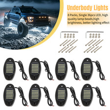 8 X Pure White Led Rock Lights Underbody Glow Lamp For Offroad Suv Pickup Truck