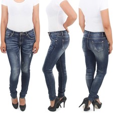 Damen Skinny Hüftjeans Hose Hüfthose Röhrenjeans Slim Fit Jeans Mit rissen Blau