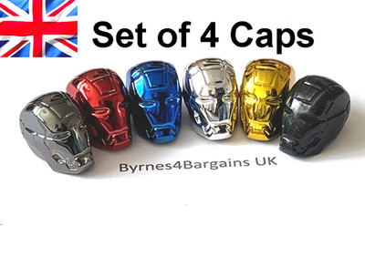Reifenventil Staubkappen Iron Man Helm Fahrrad Motorrad x 4 UK-Verkäufer PASST ZU ALLEN AUTOS