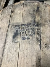 Four Roses Once Used STAMPED Whiskey Bourbon Barrel Heads 21" W - Backer Board