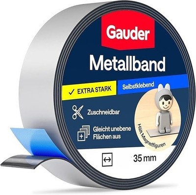 GAUDER METALLBAND Grau Ferroband selbstklebend Magnethaftband Eisenband