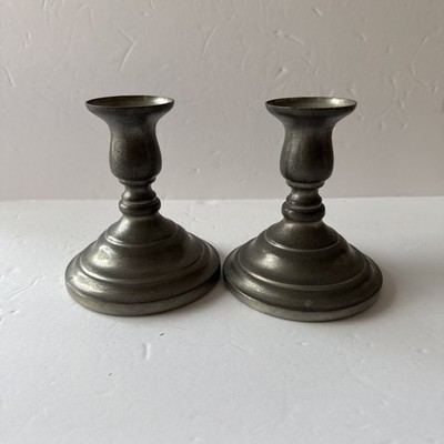 Vintage 2 Pair Of Preisner Pewter 2096 Candle Sticks - 4.5 Inch