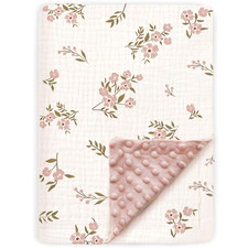 Muslin Baby Blankets for Girls Super Soft Nursery Minky Blankets with Breathable