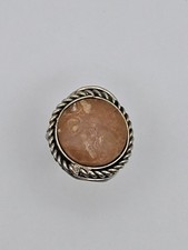 Handcrafted Alpaca Silver Adjustable Ring   Orange Stone Made in Brazil Artisan