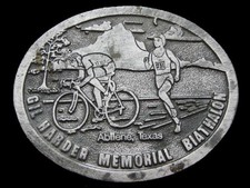 KF11133 VINTAGE 1970s GIL HARDER MEMORIAL BIATHALON PEWTER BELT BUCKLE