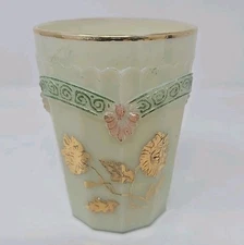 Antique NORTHWOOD Chrysanthemum Sprig Tumbler Custard Glass