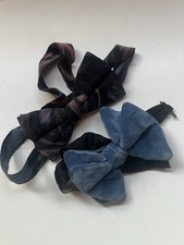 Bow Tie Lot Blue Velour Multicolor Silk Swirl Vintage