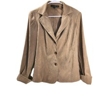 Vtg Harve Benard Tan 3 button Blazer Women's Medium Lightly Lined Shoulder Pad