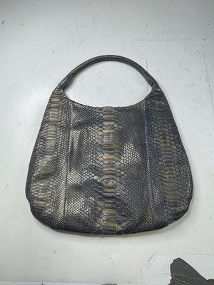 Devi Kroell Handbag Purse Shoulder Bag Blue Gold Metallic Python Hobo