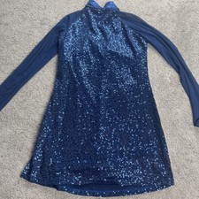 Balera Dancewear Women's Large Blue Sequin Outfit Dress Skorts