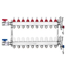 SUS304 Radiant Heat Manifold: 10 Loops, 1/2" Adapters