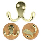 DOUBLE BRASS ROBE HOOK Wall Coat Hat Kitchen Hall Front Door Bathroom Bedroom UK