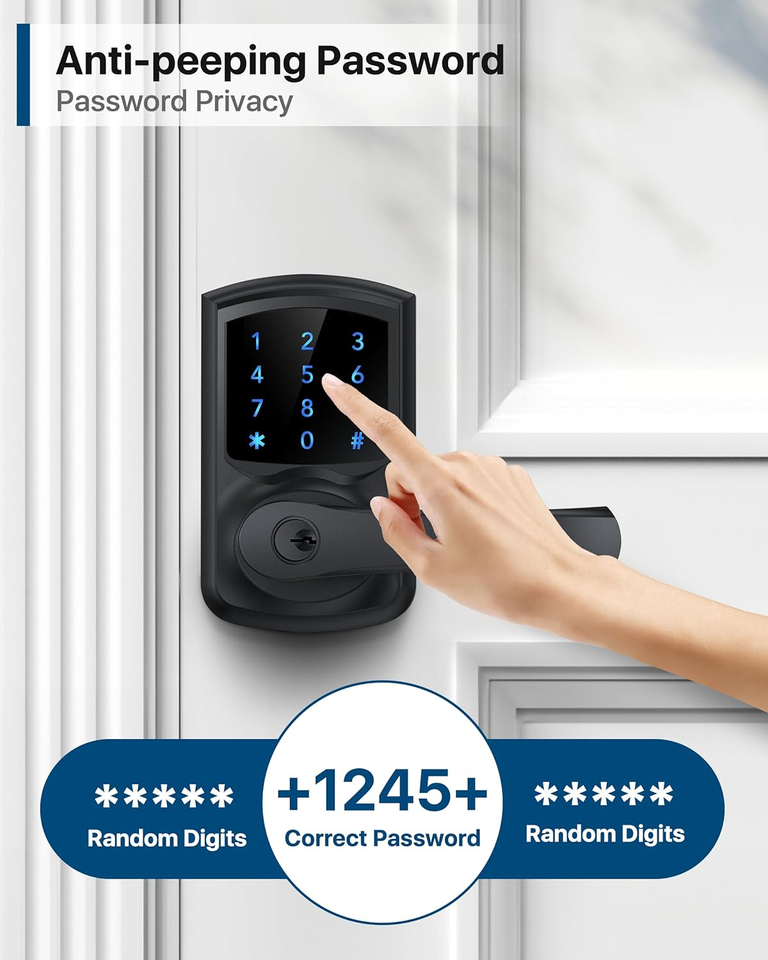 Keyless Entry Door Lock, Keypad Door Lock with Handle, Electronic Door