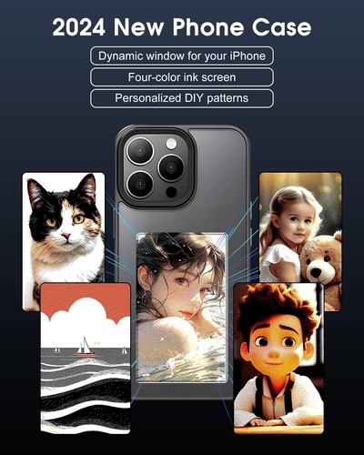 For iPhone 13/14 Smart Ink Screen Phone Case DIY Display Imaging Black - Picture 2 of 7