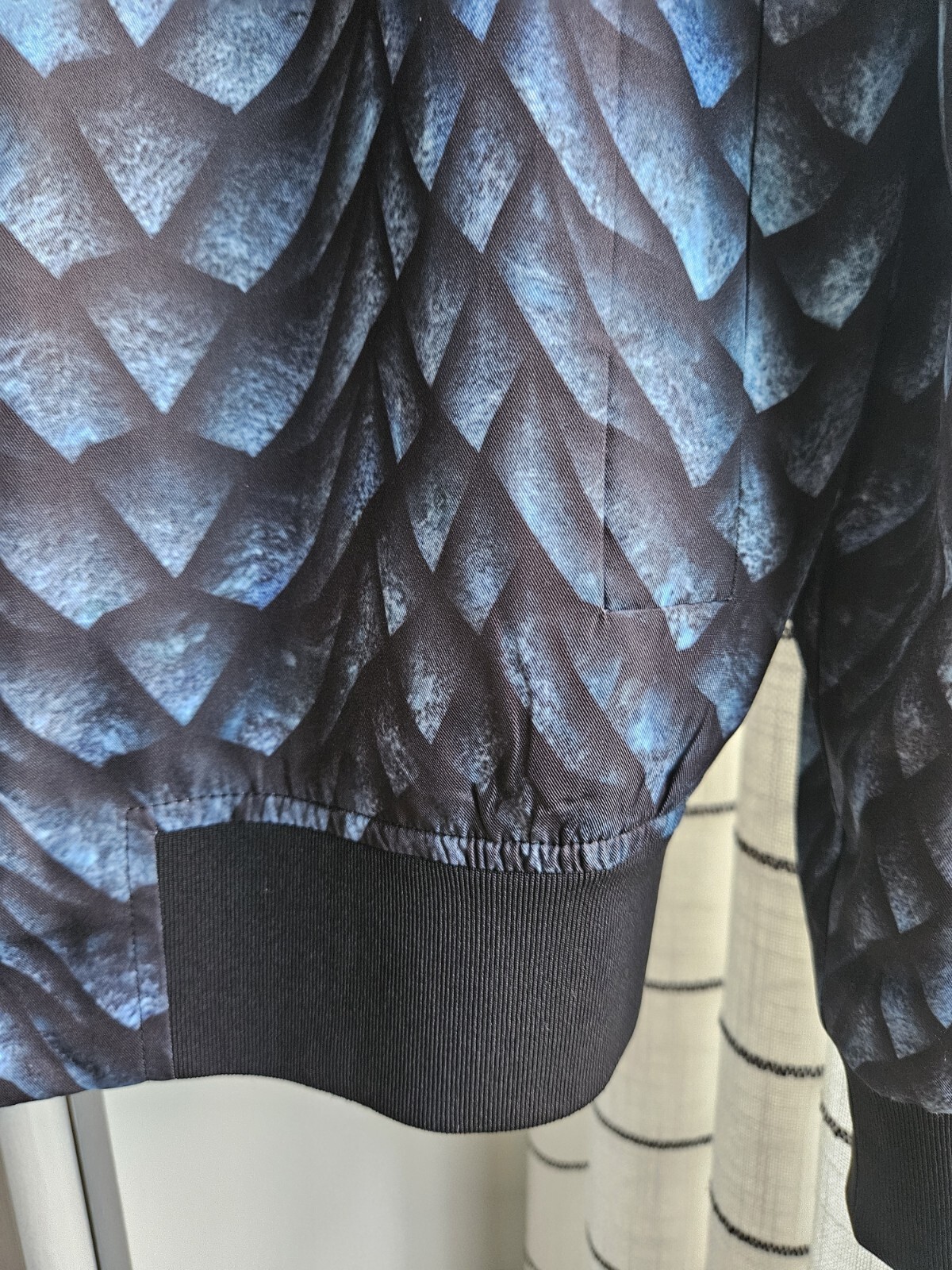 Blue Dragon Scale Print Bomber Jacket - image 5