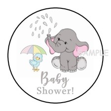 30 DUCK  ELEPHANT BOY OR GIRL BABY SHOWER ENVELOPE SEALS LABELS STICKERS 1.5"