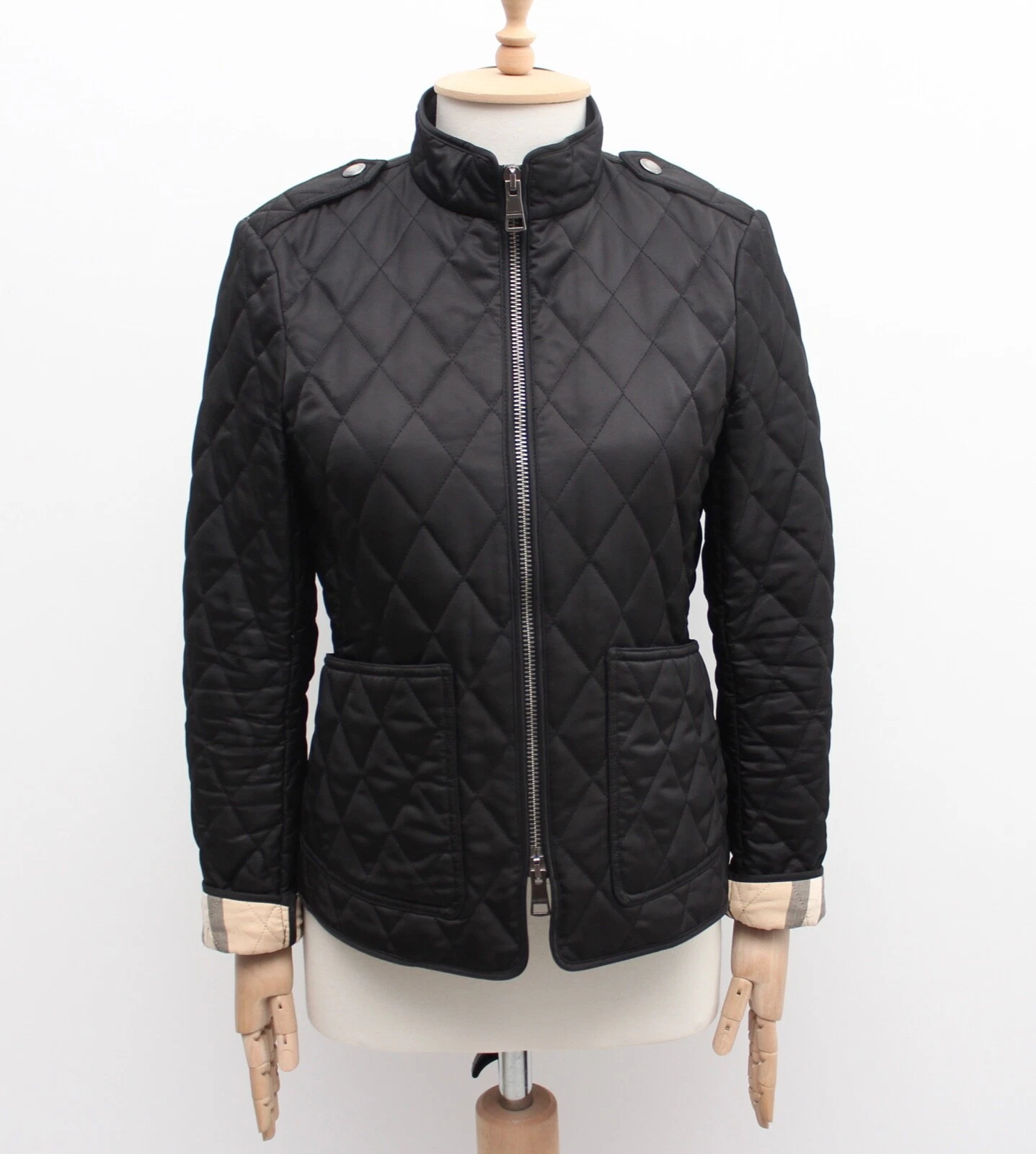 Giacca trapuntata donna BURBERRY BRIT blazer nero nova foderata a scacchi taglia S