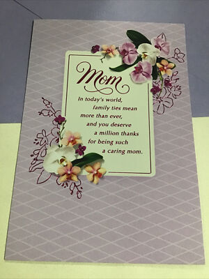 Happy Birthday Mom With Love Beautiful Large 5.5  X 8  Hallmark Greeting Card