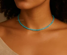 Natural Larimar Gemstone Choker  Dainty Blue Dolphin Stone Queen Necklace Gifts