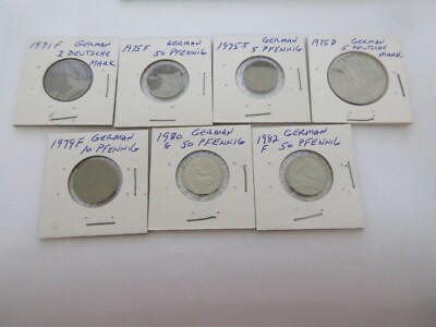 Germany , Mixed Lot 7 Coins , 1971 F ,75 F ,75 J , 75 D ,79F , 80G ,82F