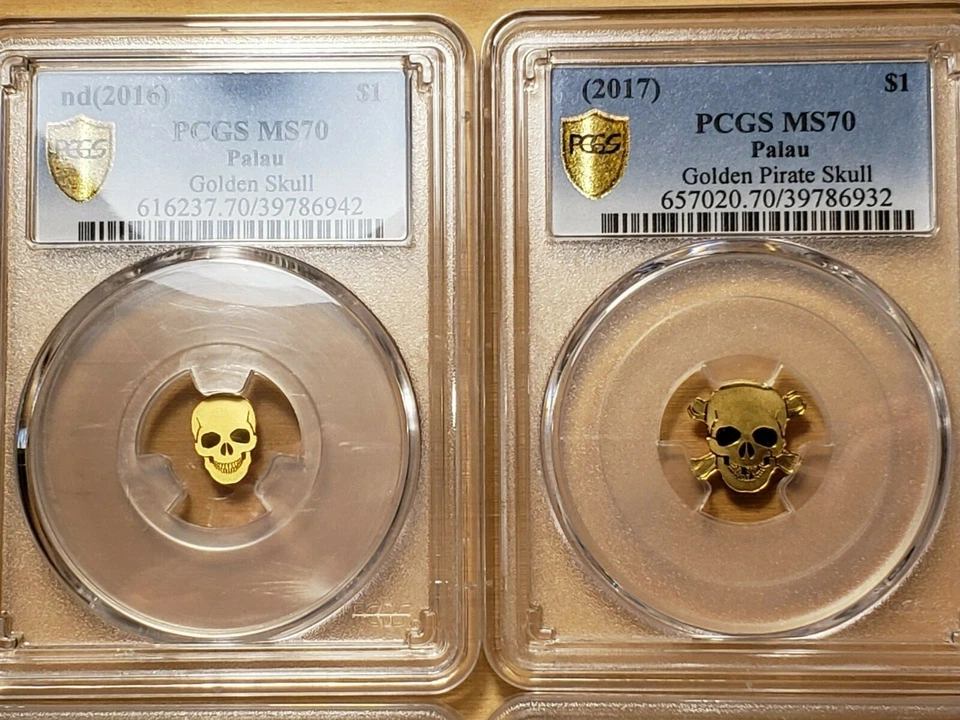 2016-2019 Palau 1 oz Silver & 0.5 g Gold & Lunar Skull 10 Coin Set PCGS MS 70 - Image 2 of 4