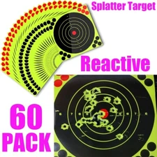 60 Pack 8" Stick Splatter Targets Reactive Self Adhesive Paper Shooting Targets