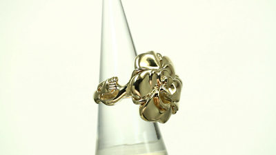 CHANEL Camelia 18k Solid Heavy Yellow Gold Flower Ring 56 | eBay
