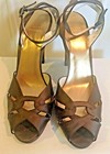 NEW Women's STUART WEITZMAN Brown Heels Size 10 Glitter Satin Peep-Toe Spain — photo 2