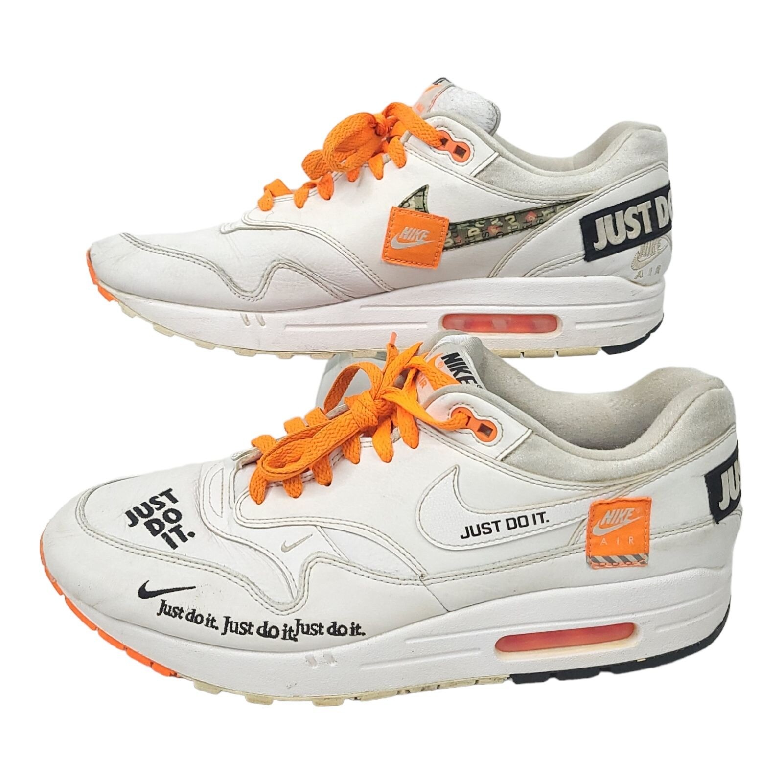 Nike Air Max 1 Just Do It A01021-100 Mens US 10.5 EU 44.5 Sneakers White  Orange | eBay