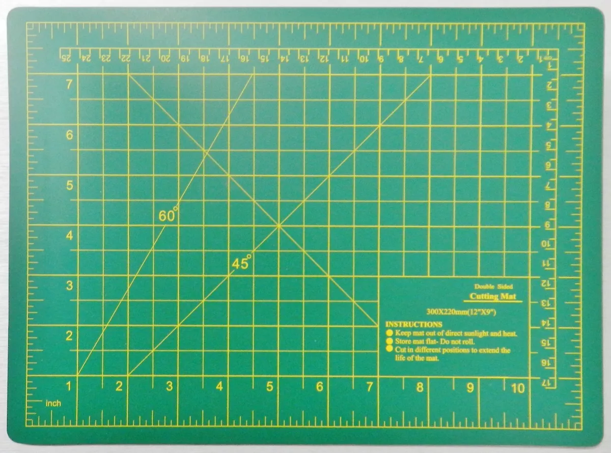 Self Healing Hobby and Craft Green Double Sided Gridded Cutting Mat 9 x 12  Inch