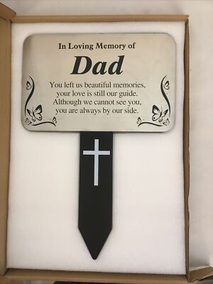 DAD  Memorial Plaque Stake - In Loving Memory of Dad - Always by our side - NEW