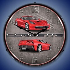 C7 Corvette Led Lighted Clock - Torch Red