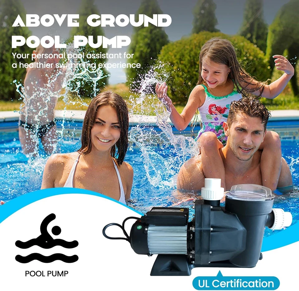 Bomba de piscina 3 HP 220V 9000 GPH 1800W en/sobre el suelo bomba de piscina Foto 3 de 4