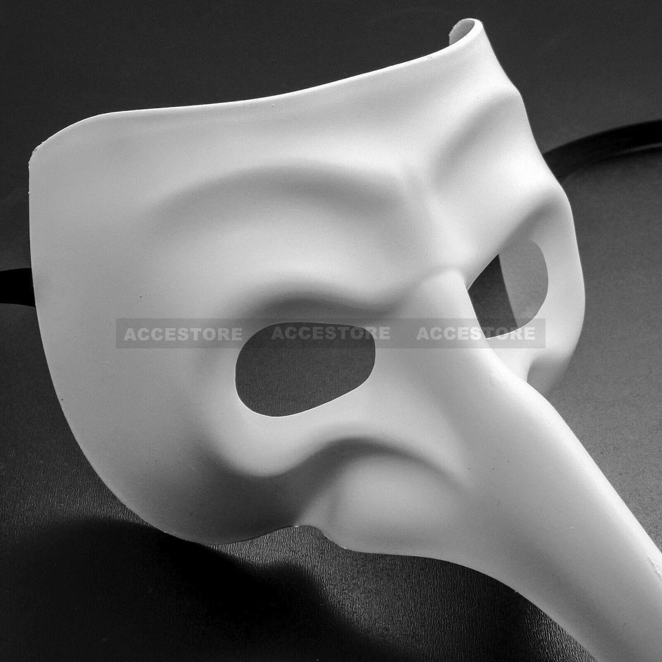 Blank White DIY Venetian Zanni Bird Long Nose Half Face Masquerade Mask Costume - Image 4 of 4