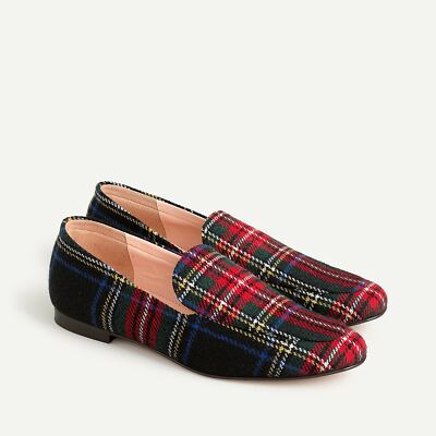 J Crew Red Plaid Moccasins J Crew AT877 NIB Stewart Tartan Plaid