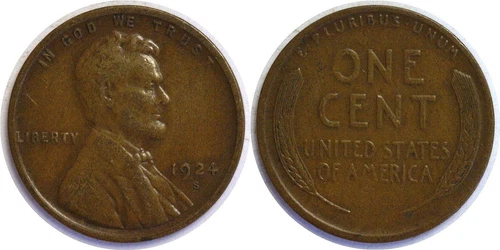 1924-S 1C Lincoln Wheat Cent VF