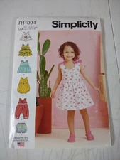 Simplicity R11094 Criss-Cross Top Dresses Rompers & Panties Sz 1/2-4 UC S9319