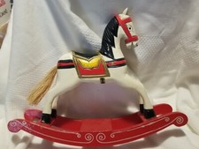 Vintage Hand Carved Wooden Christmas Rocking Horse 12"x8 1/2"