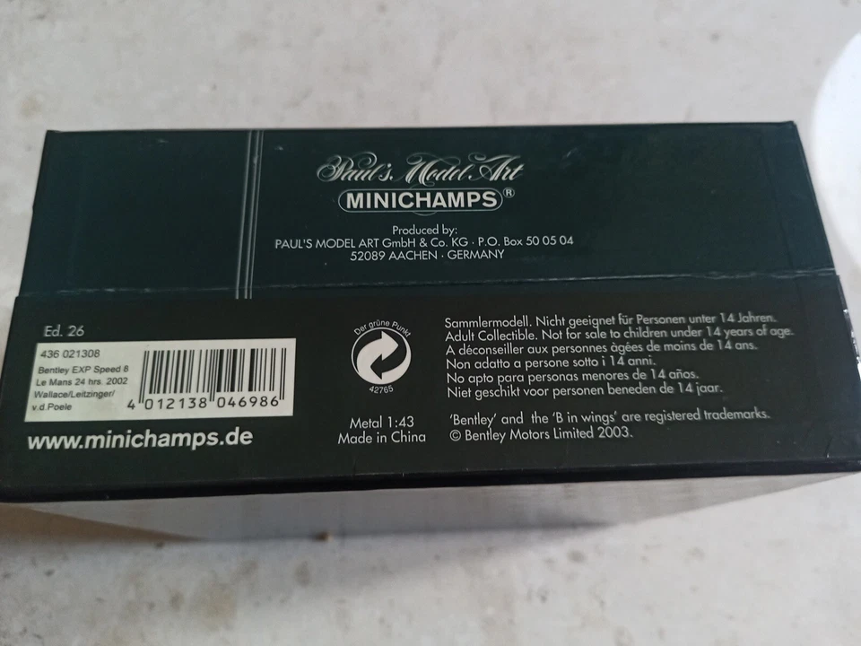 Minichamps 1/43 Bentley EXP SPEED 8 2002 ed. limitata 5.555 pezzi - Immagine 3 di 4