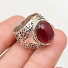 Garnet Men's Ring Solid 925 Sterling Silver Statement Lovely Ring, All Size M157